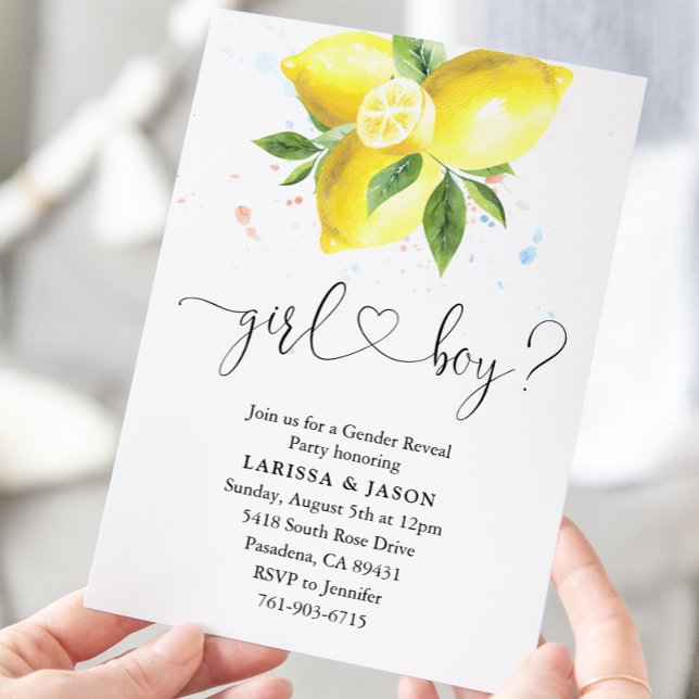 Invitation Fête de révélation de genre Lemons (Créateur téléchargé)