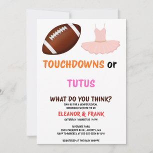 Invitation Fête de révélation de genre Touchdowns ou Tutus