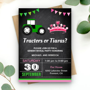 Invitation Fête de révélation de genre Tracteurs ou Diadèmes
