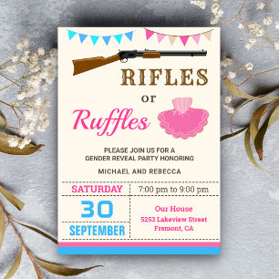 Invitation Fête de Révélation de Sexe Fusils ou Fanfreluches