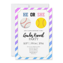 Fête de révélation du sexe avec baseball ou softba