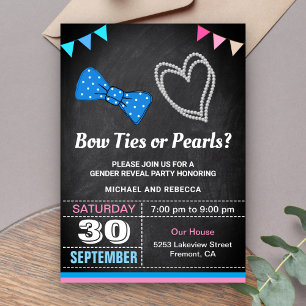 Invitation Fête de Révélation du Sexe avec Nœuds Papillon ou
