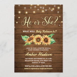 Invitation Fête de Révélation du Sexe Bébé Sprinkle