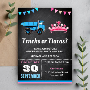 Invitation Fête de Révélation du Sexe Camions ou Diadèmes