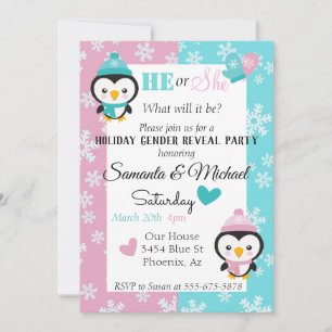 Invitation Fête de Révélation du Sexe de Bébé de Vacances Flo