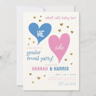 Invitation Fête de Révélation du Sexe de Bébé Garçon ou Fille