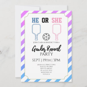 Invitation Fête de Révélation du Sexe de Bébé Pickleball Rayu