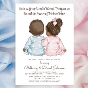 Invitation Fête de révélation du sexe des bébés mignons Pyjam