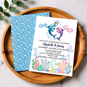 Invitation Fête de révélation du sexe du bébé dauphin