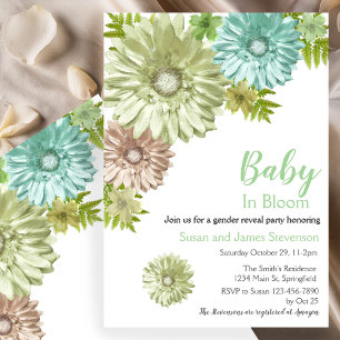 Invitation Fête de Révélation du Sexe du Bébé Fleurissant de