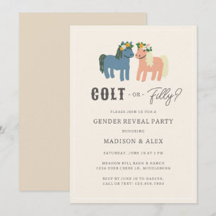 Invitation Fête de révélation du sexe du poulain ou de la pou
