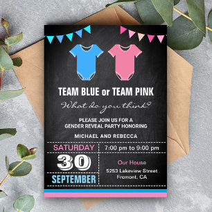 Invitation Fête de révélation du sexe Équipe Bleue ou Équipe