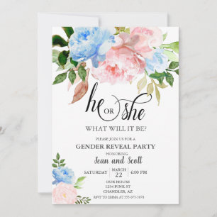 Invitation Fête de révélation du sexe floral aquarelle rose b