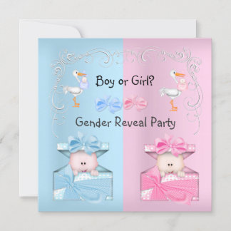 Invitation Fête de révélation du sexe Garçon ou fille Bleu et