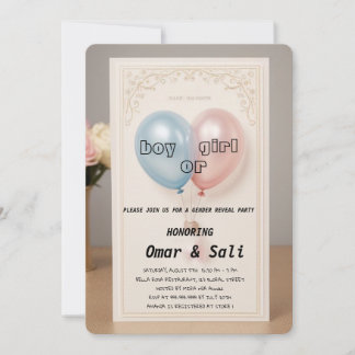 Invitation "Fête de révélation du sexe Joie et surprises
