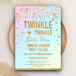 Invitation Fête de Révélation du Sexe Twinkle Twinkle Little