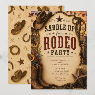 Invitation Fête de Rodéo Rustique