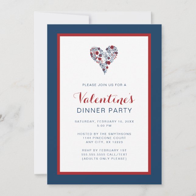 Invitation Fête de Saint-Valentin de la Marine Rouge (Devant)