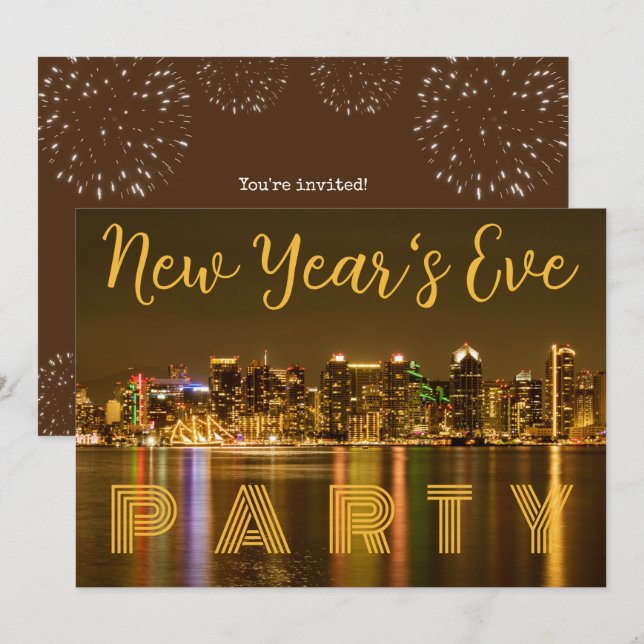 Invitation Fête de San Diego NYE (Devant / Derrière)