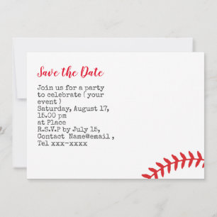 Invitation Fête de sauvegarde de la date de Baseball 