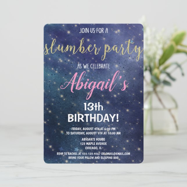 Invitation Fête de sciage d'anniversaire galaxie dormante inv (Debout devant)