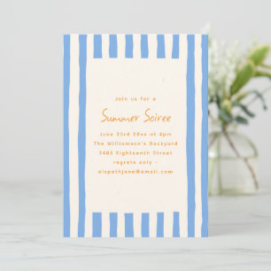 Invitation Fête de soirée d'été jaune rayée peinte en bleu