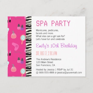 Invitation Fête de Spa de Luxe, Pour Filles