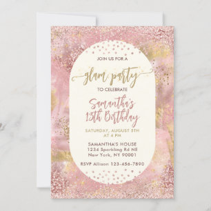 Invitation Fête de Spa Glam pour Filles Modernes avec Faux Pa