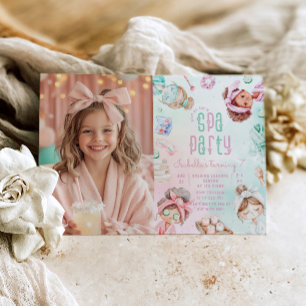 Invitation Fête de Spa Pastel Glam Photo Anniversaire