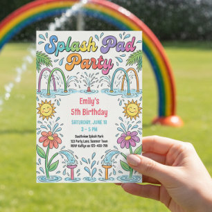 Invitation Fête de Splash Pad Anniversaire Coloré d'Été pour 
