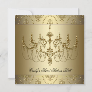 Invitation Fête de Sweet Sixteen au lustre doré