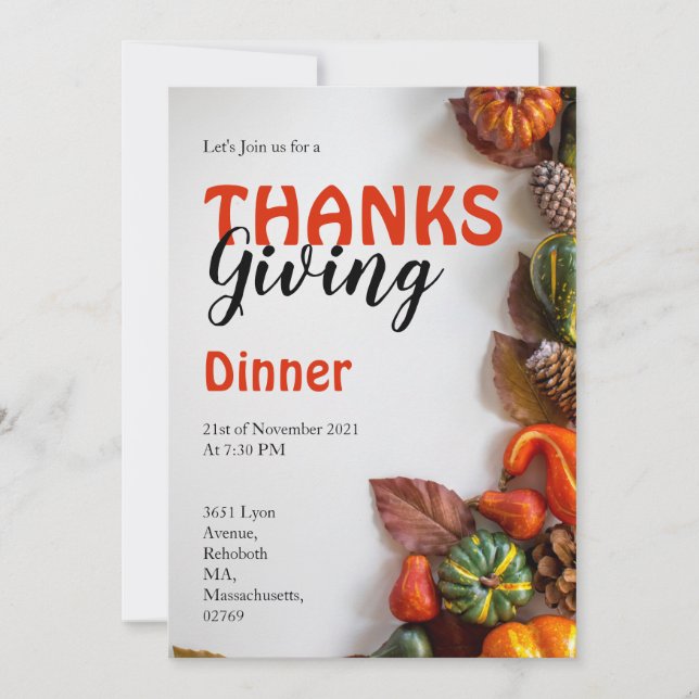 Invitation Fête de Thanksgiving (Devant)