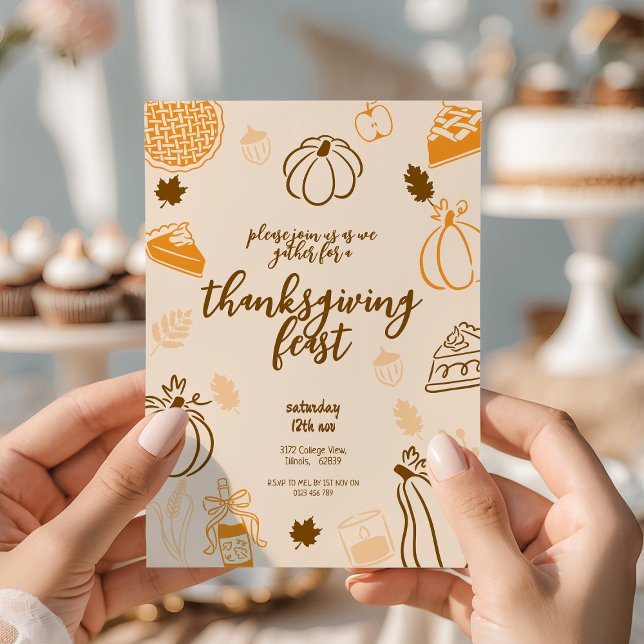 Invitation Fête de Thanksgiving Automne Dîner d'automne (Créateur téléchargé)