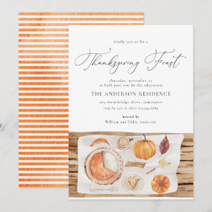 Invitation Fête de Thanksgiving Citrouille Automne Amical