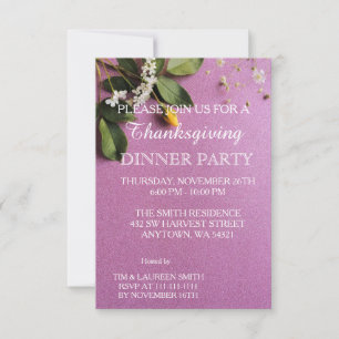 Invitation Fête de Thanksgiving d'automne avec feuilles