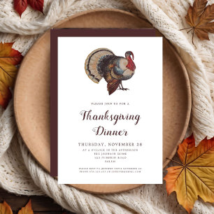 Invitation Fête de Thanksgiving de dinde vintage