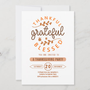 Invitation Fête de Thanksgiving Dieu Merci Reconnaissant
