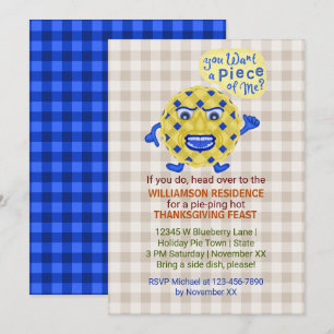 Invitation Fête de Thanksgiving Dîner d'automne Funny Pie Pun