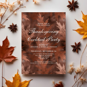 Invitation Fête de Thanksgiving Élégante aux Feuilles d'Autom