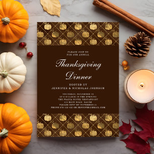 Invitation Fête de Thanksgiving élégante avec citrouille