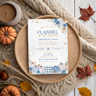 Invitation Fête de Thanksgiving Flanelle Rustique et Amis
