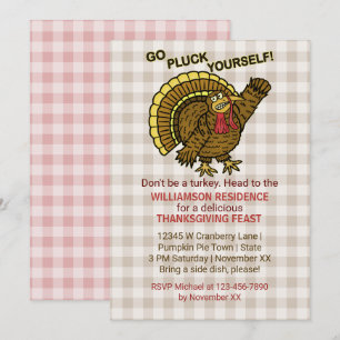 Invitation Fête de Thanksgiving Funny Turkey Fall Dinner