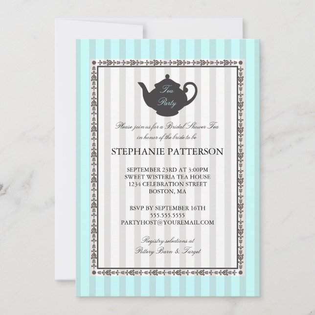 Invitation Fête de thé à la Fête de l'mariée chic française (Devant)