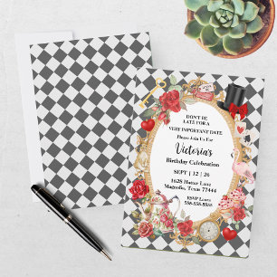 Invitation Fête de thé Alice au pays des merveilles Fille Ann