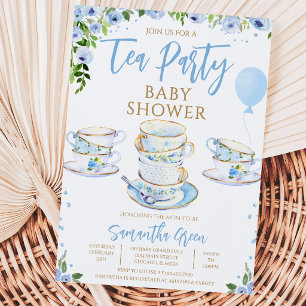 Invitation Fête de thé dans le jardin pour garçon Baby Shower