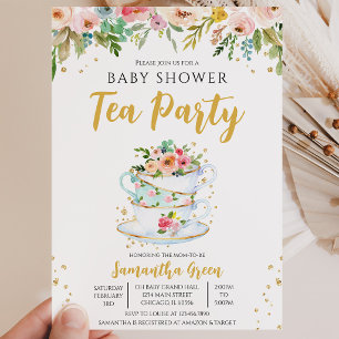 Invitation Fête de thé dans le jardin pour la baby shower