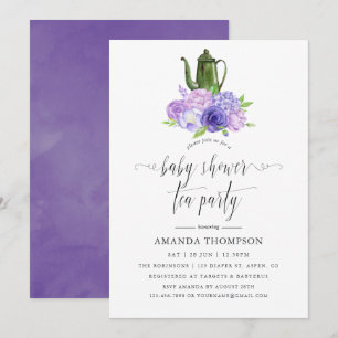 Invitation Fête de thé de Baby Shower Fleur Ultra Violet
