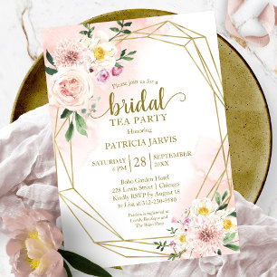 Invitation Fête de thé de douche de mariée florale rose gold