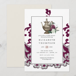 Invitation Fête de thé de mariage champêtre vintage shabby-ch
