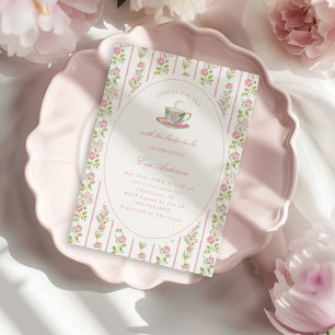 Invitation Fête de thé de mariage grandmillennial floral rose